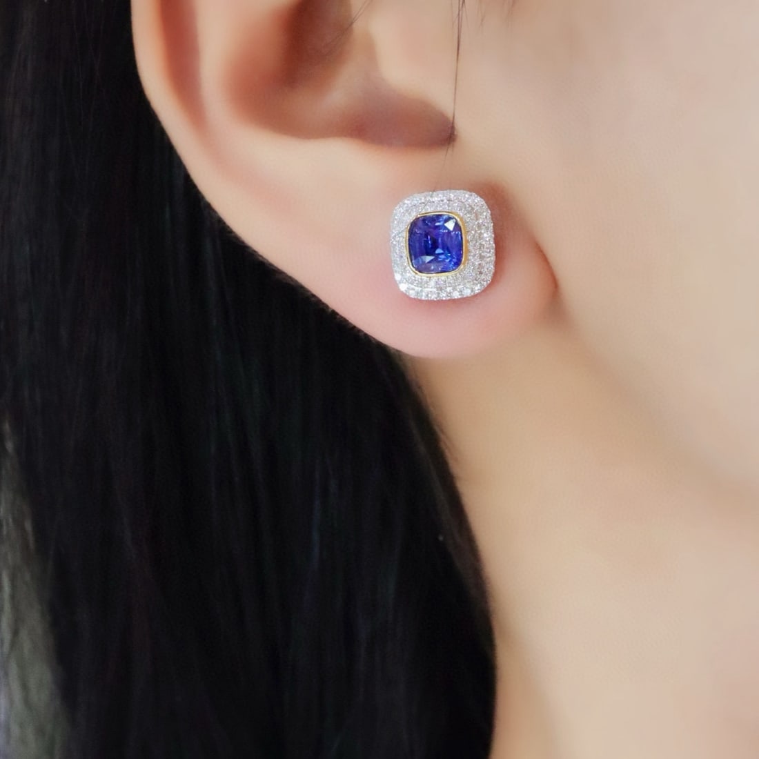14k Gold 2.59 Ctw Natural Sapphire & Diamond Earrings - 5