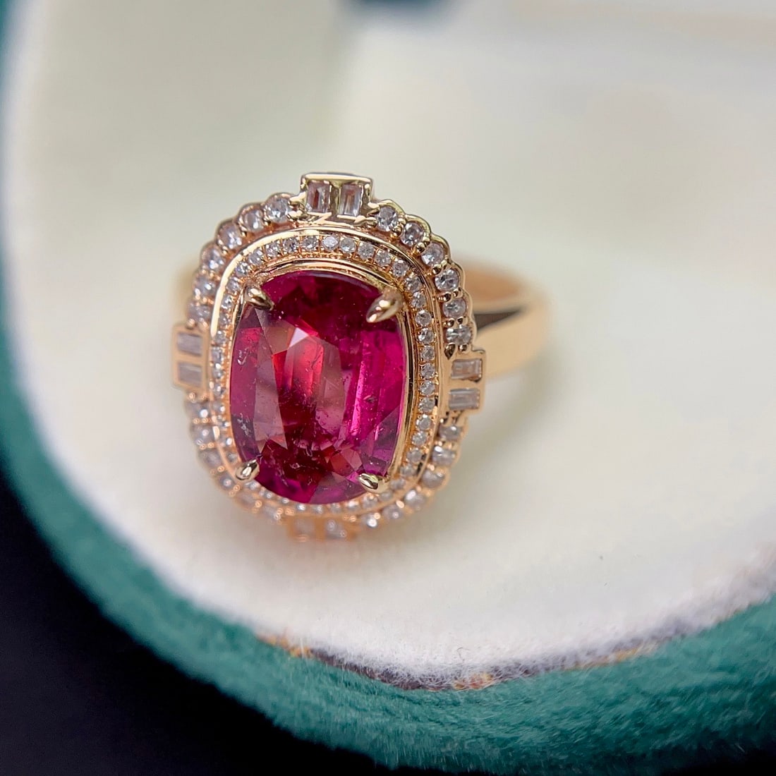 14k Gold 2.25 Ct Natural Tourmaline & Diamond Ring/pendant( Without Chain ) - 2