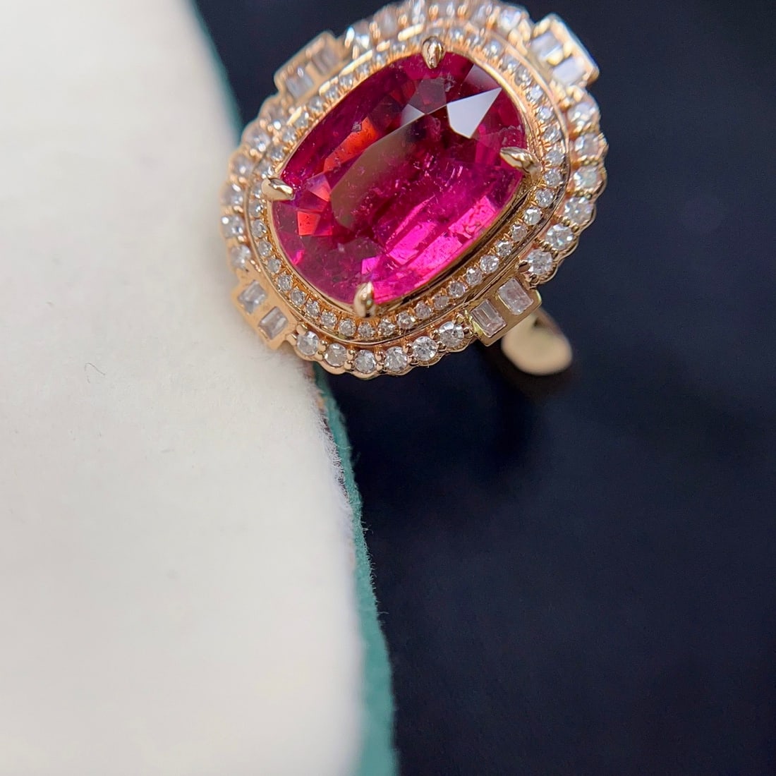 14k Gold 2.25 Ct Natural Tourmaline & Diamond Ring/pendant( Without Chain ) - 3