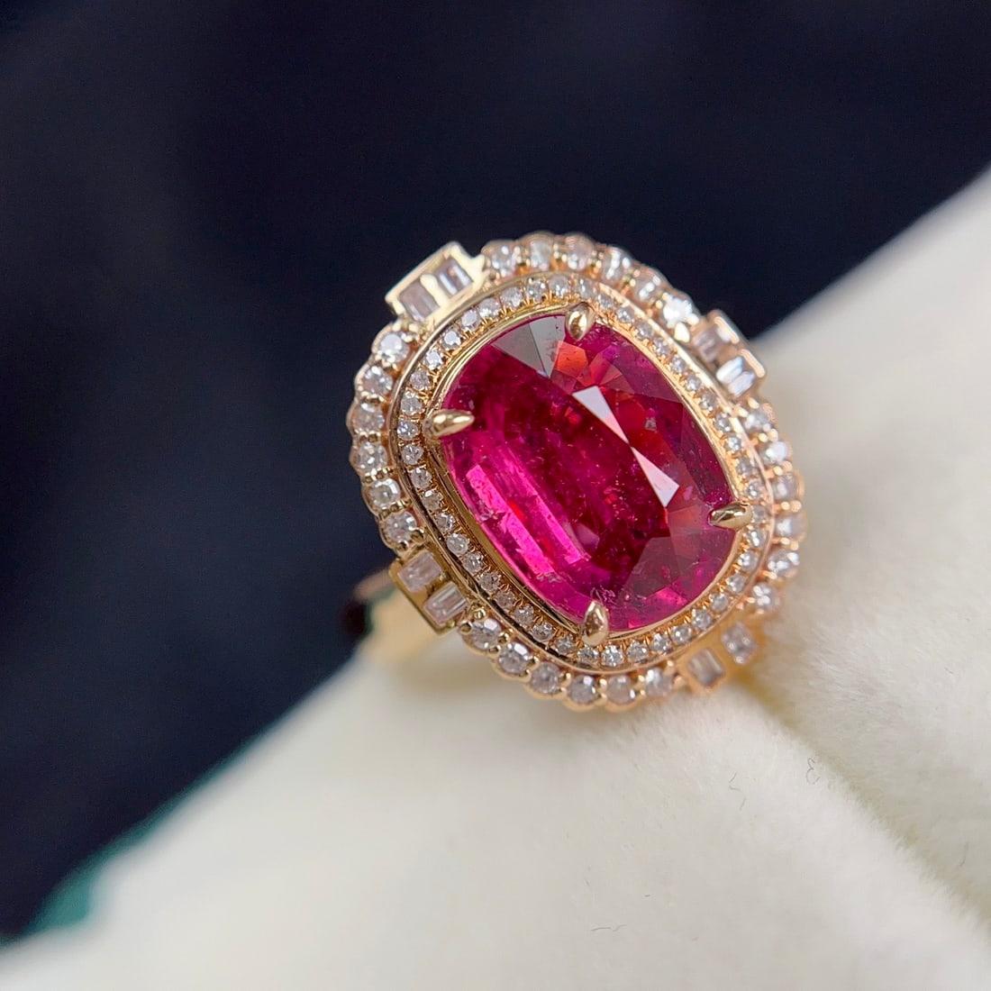 14k Gold 2.25 Ct Natural Tourmaline & Diamond Ring/pendant( Without Chain ) - 4