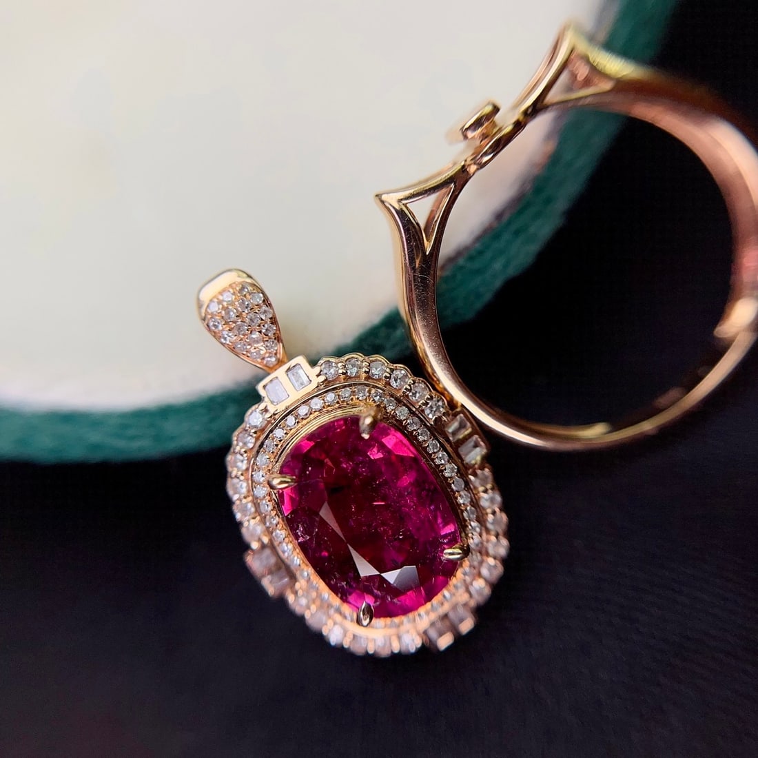 14k Gold 2.25 Ct Natural Tourmaline & Diamond Ring/pendant( Without Chain ) - 6