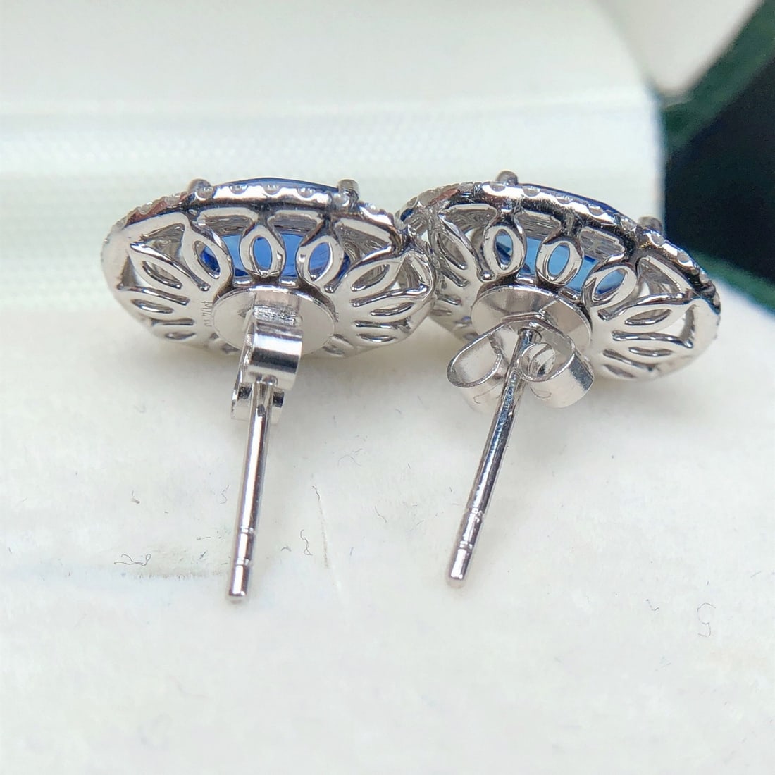 14k Gold 2.22 Ctw Natural Sapphire & Diamond Earrings - 6