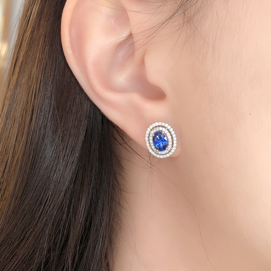 14k Gold 2.22 Ctw Natural Sapphire & Diamond Earrings - 7