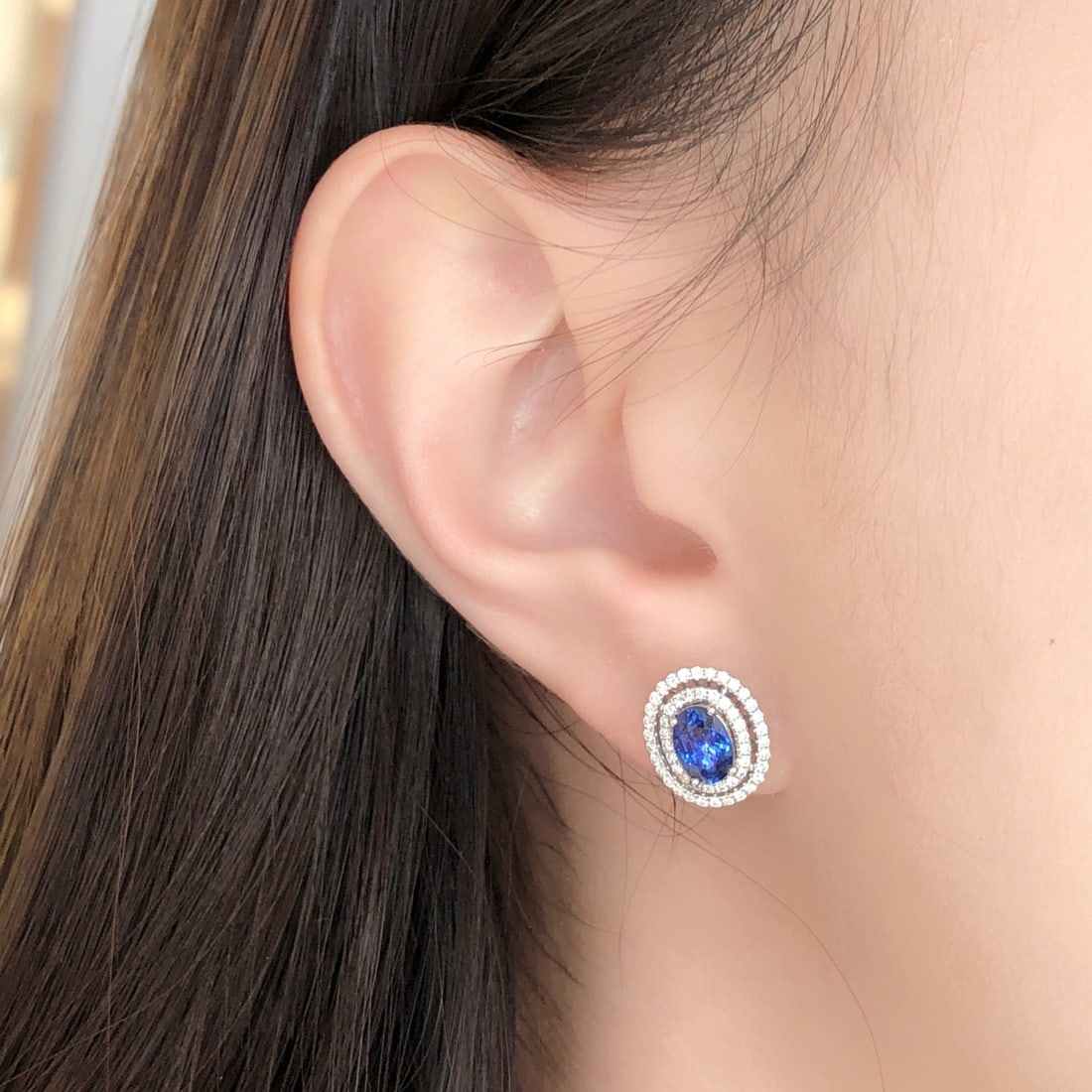 14k Gold 2.22 Ctw Natural Sapphire & Diamond Earrings - 8