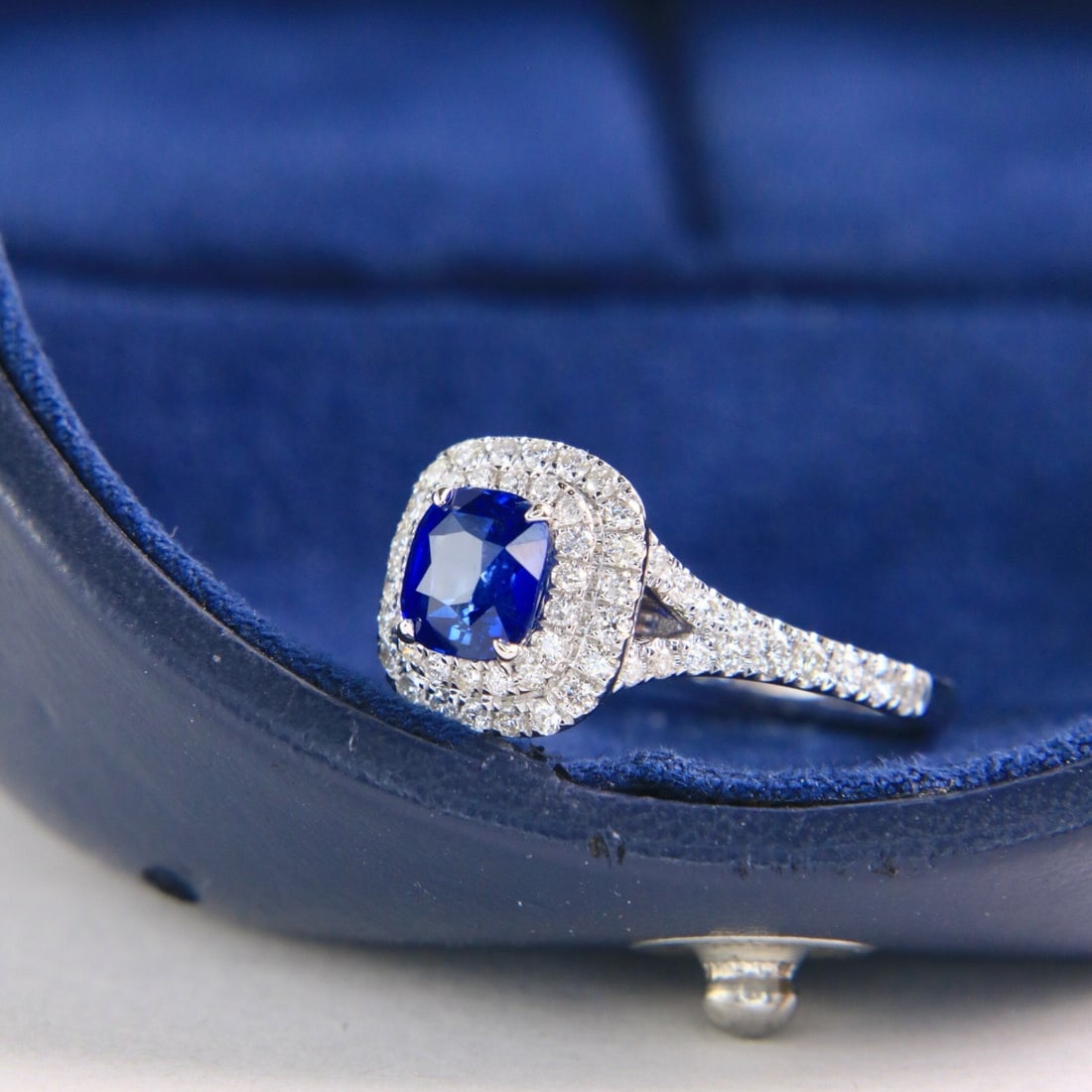 14k Gold 1.55 Ctw Natural Sapphire & Diamond Ring - 3