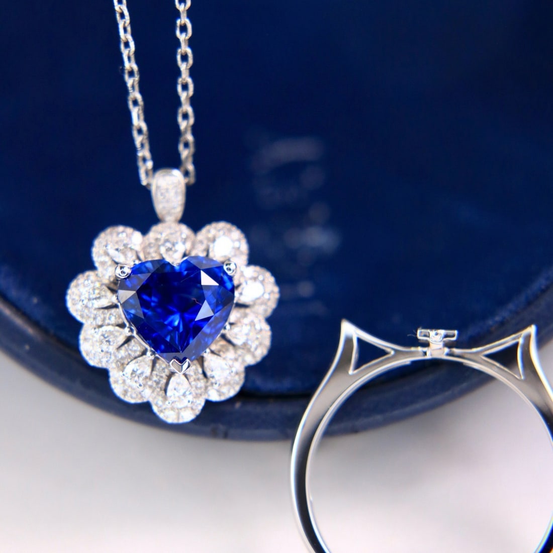 14k Gold 3.04 Ctw Natural Sapphire & Diamond Ring/pendant( Without Chain ) - 5