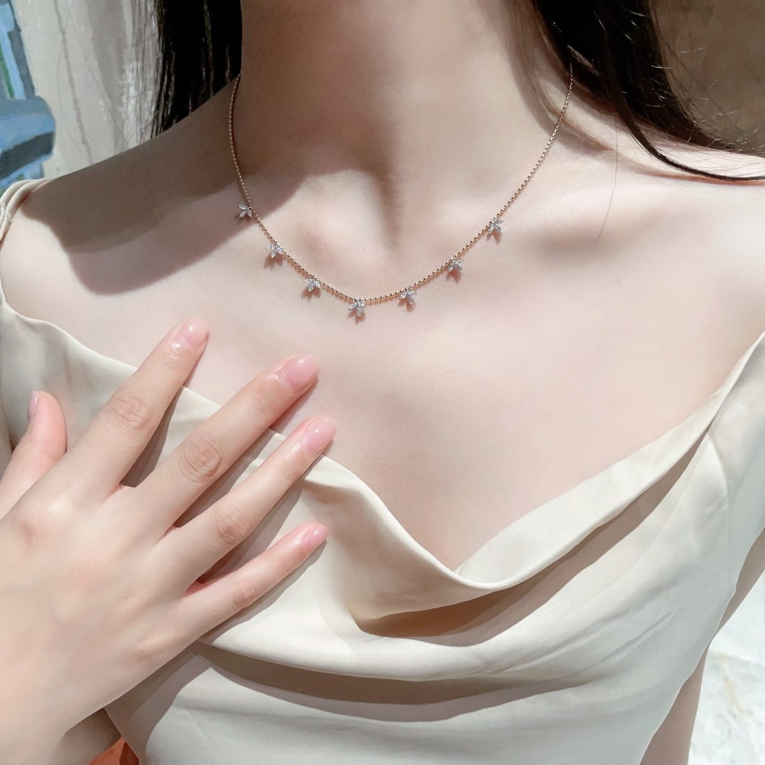 14k Gold 1.17 Ct Natural H Diamond Necklace - 3