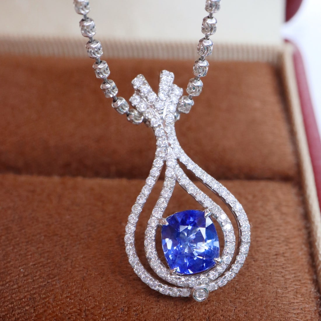14k Gold 1.53 Ctw Natural Sapphire & Diamond Pendant( Without Chain ) - 3