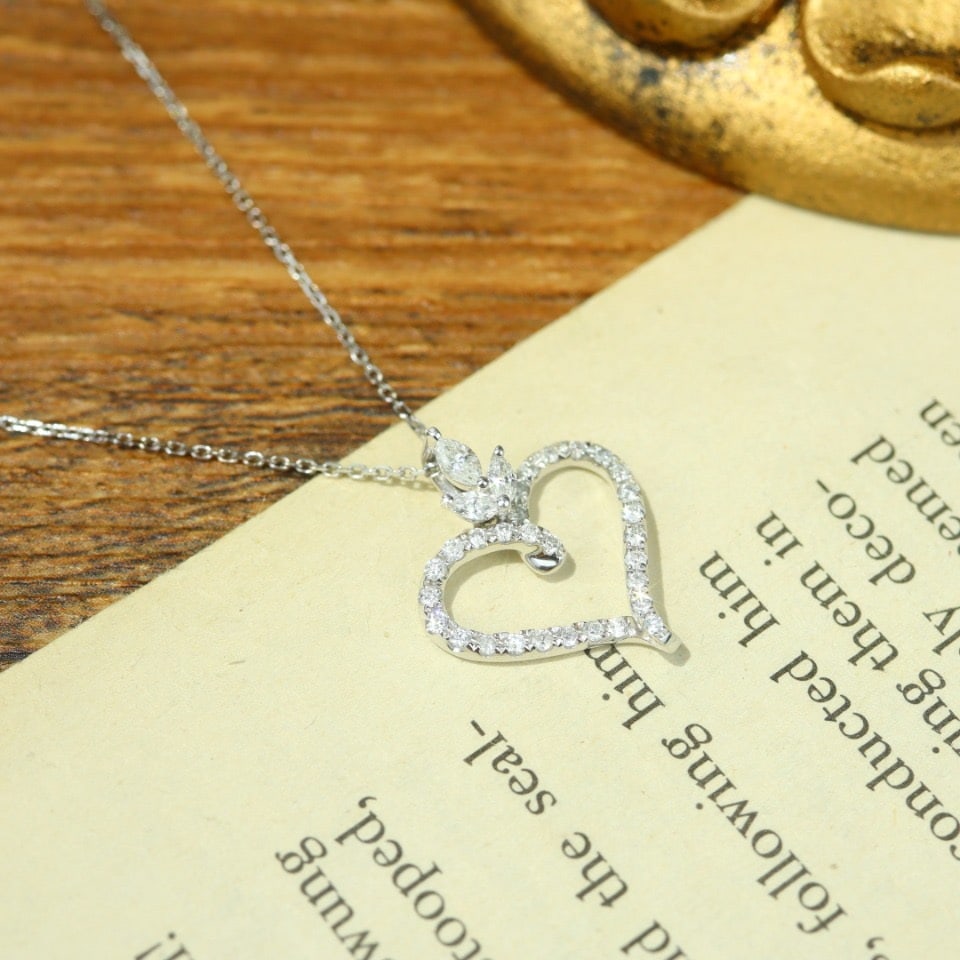 14k Gold 0.48 Ct Natural H Diamond Necklace - 2