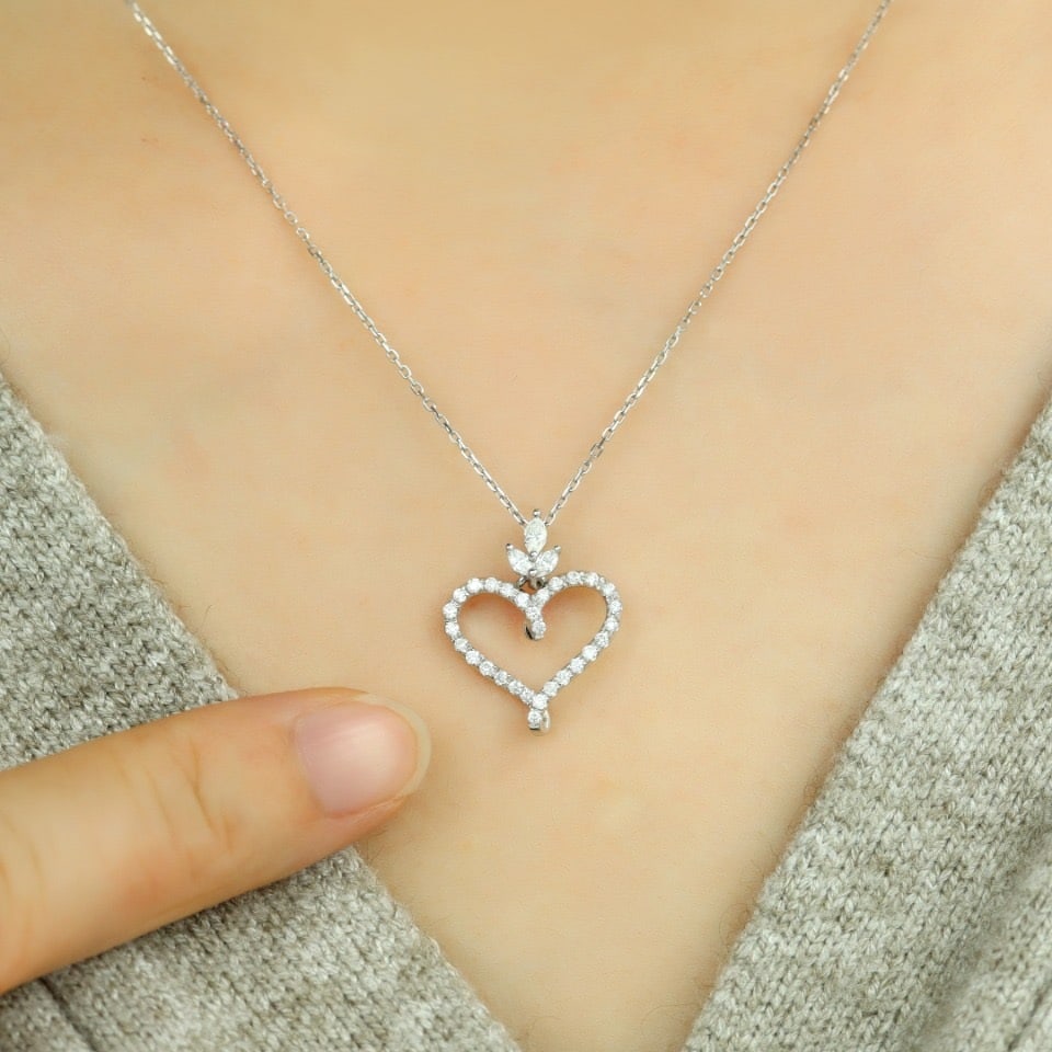 14k Gold 0.48 Ct Natural H Diamond Necklace - 5