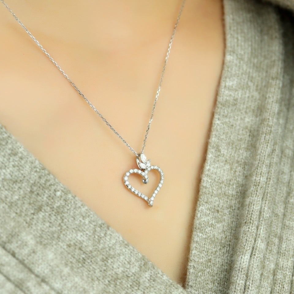 14k Gold 0.48 Ct Natural H Diamond Necklace - 6