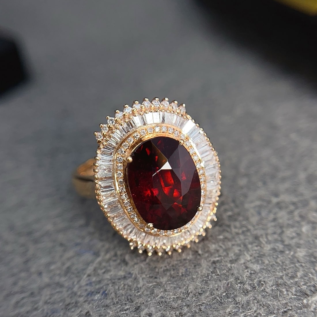14k Gold 3.55 Ct Natural Tourmaline & Diamond Ring - 2