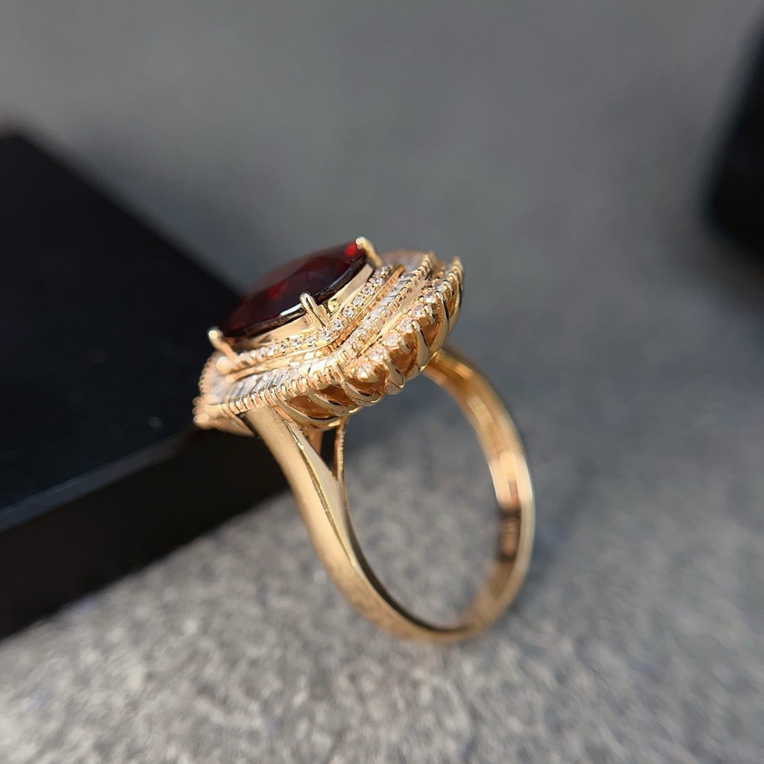 14k Gold 3.55 Ct Natural Tourmaline & Diamond Ring - 4