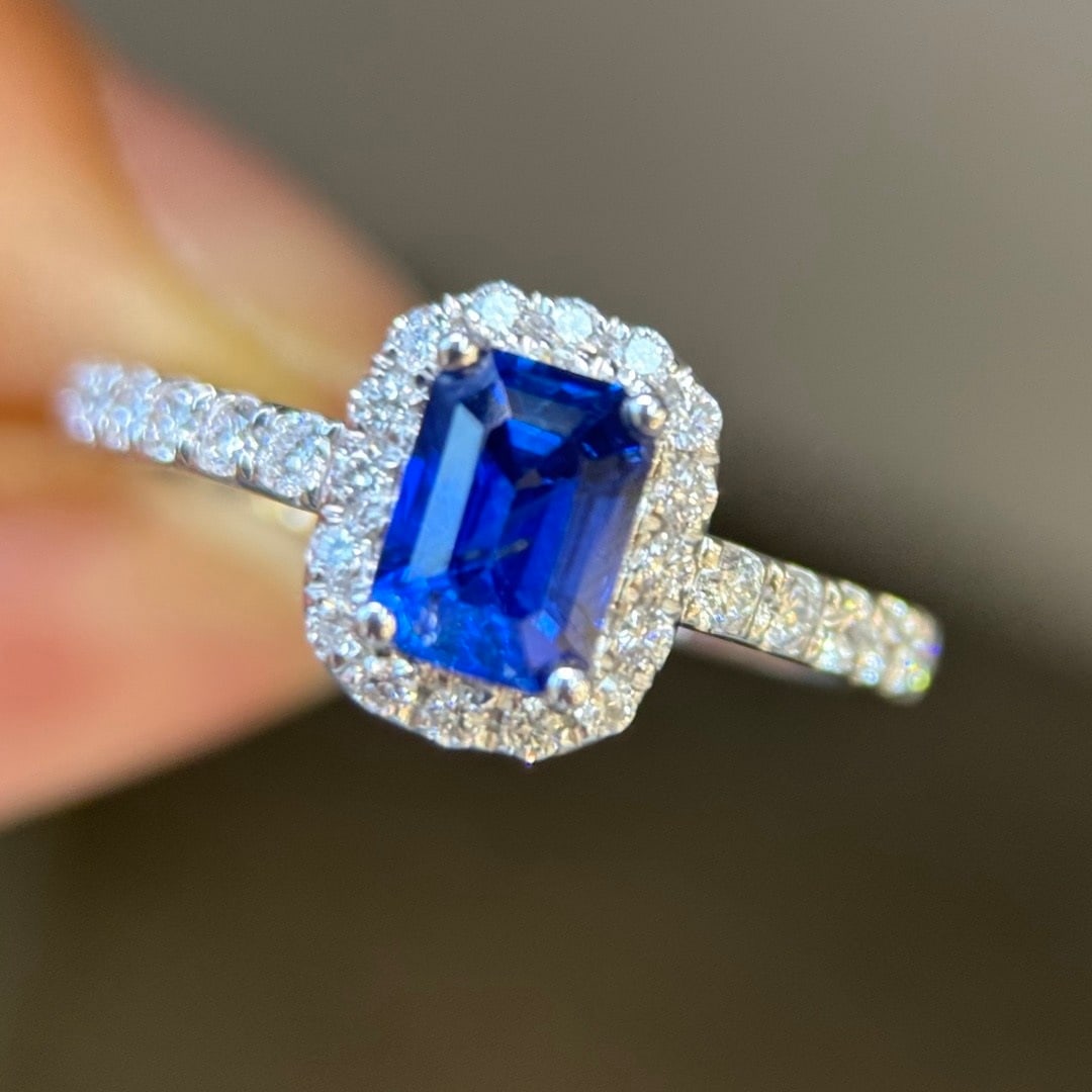 14k Gold 1.39 Ctw Natural Sapphire & Diamond Ring - 3
