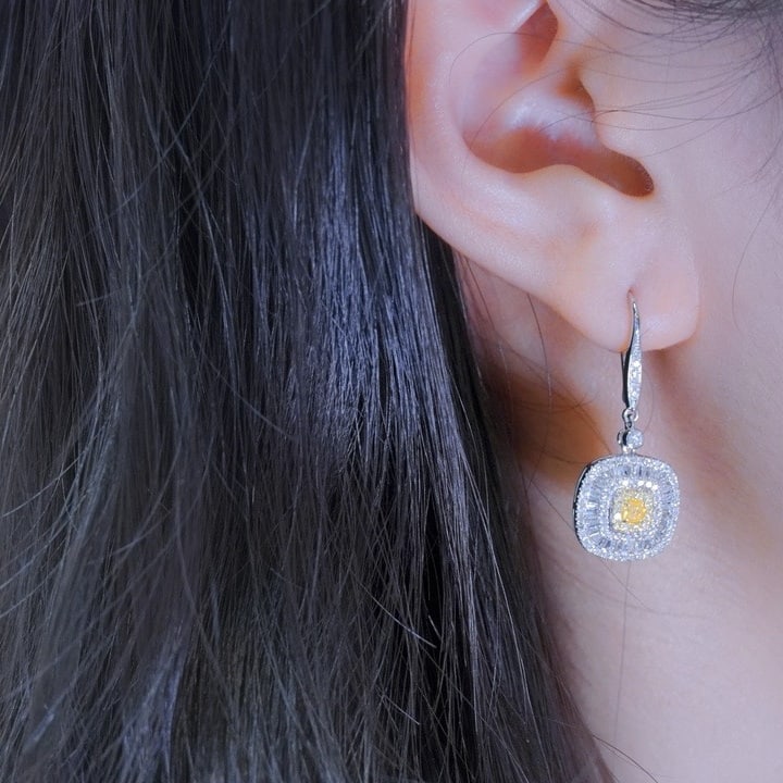 14k Gold 1.00 Ct Natural Color Diamond Earrings - 2