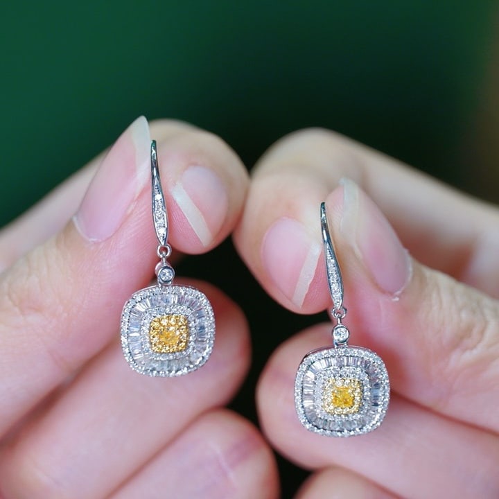 14k Gold 1.00 Ct Natural Color Diamond Earrings - 5