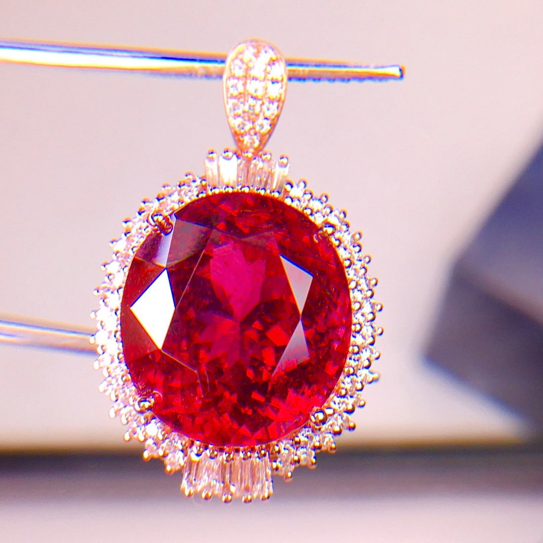 14k Gold 12.62 Ct Natural Tourmaline & Diamond Pendant( Without Chain ) - 6