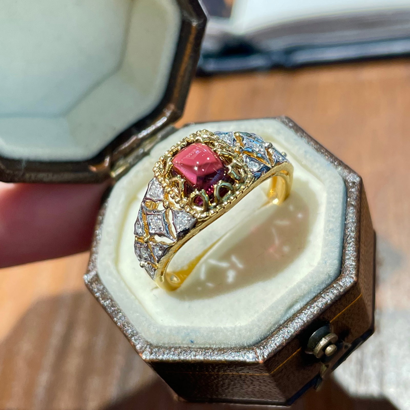 14k Gold 1.3 Ct Natural Tourmaline & Diamond Ring - 4