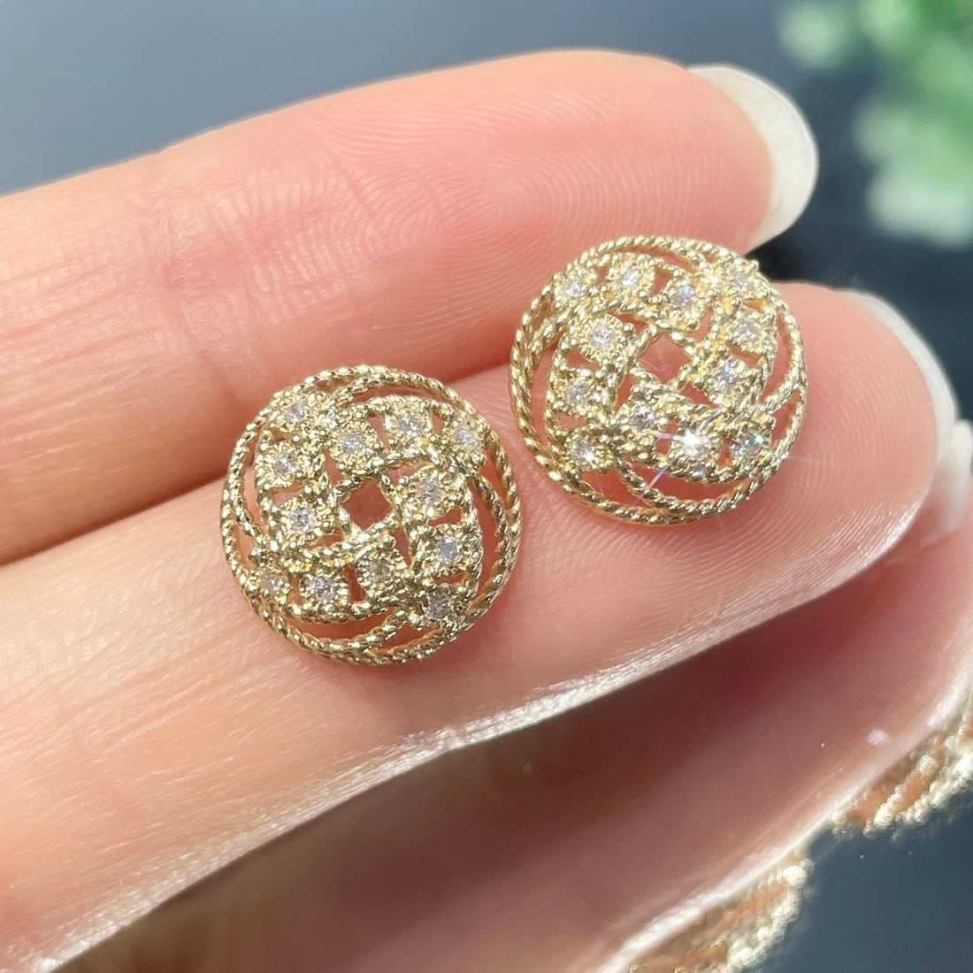 14k Gold 0.2 Ct Natural H Diamond Earrings - 2