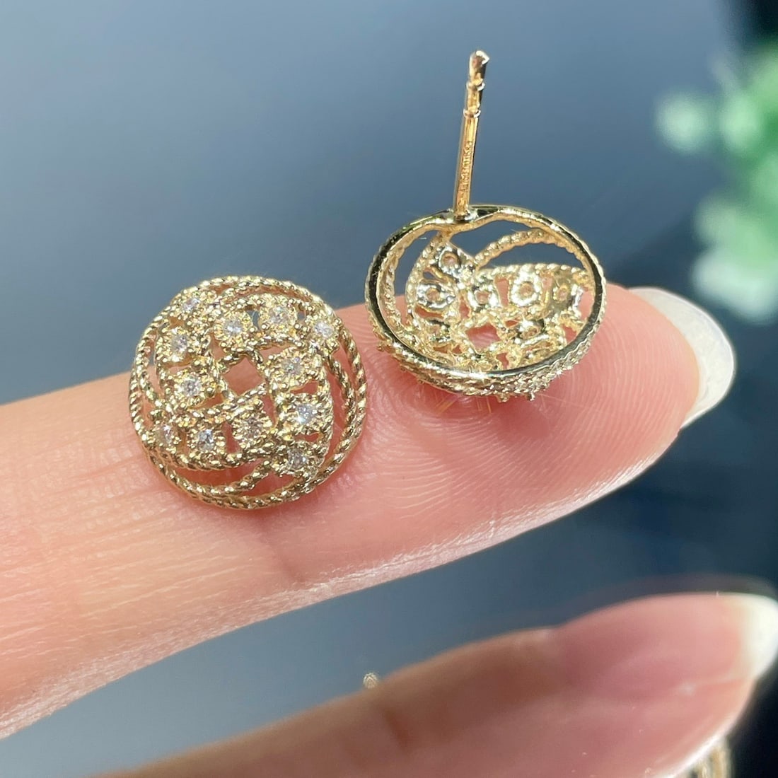 14k Gold 0.2 Ct Natural H Diamond Earrings - 3