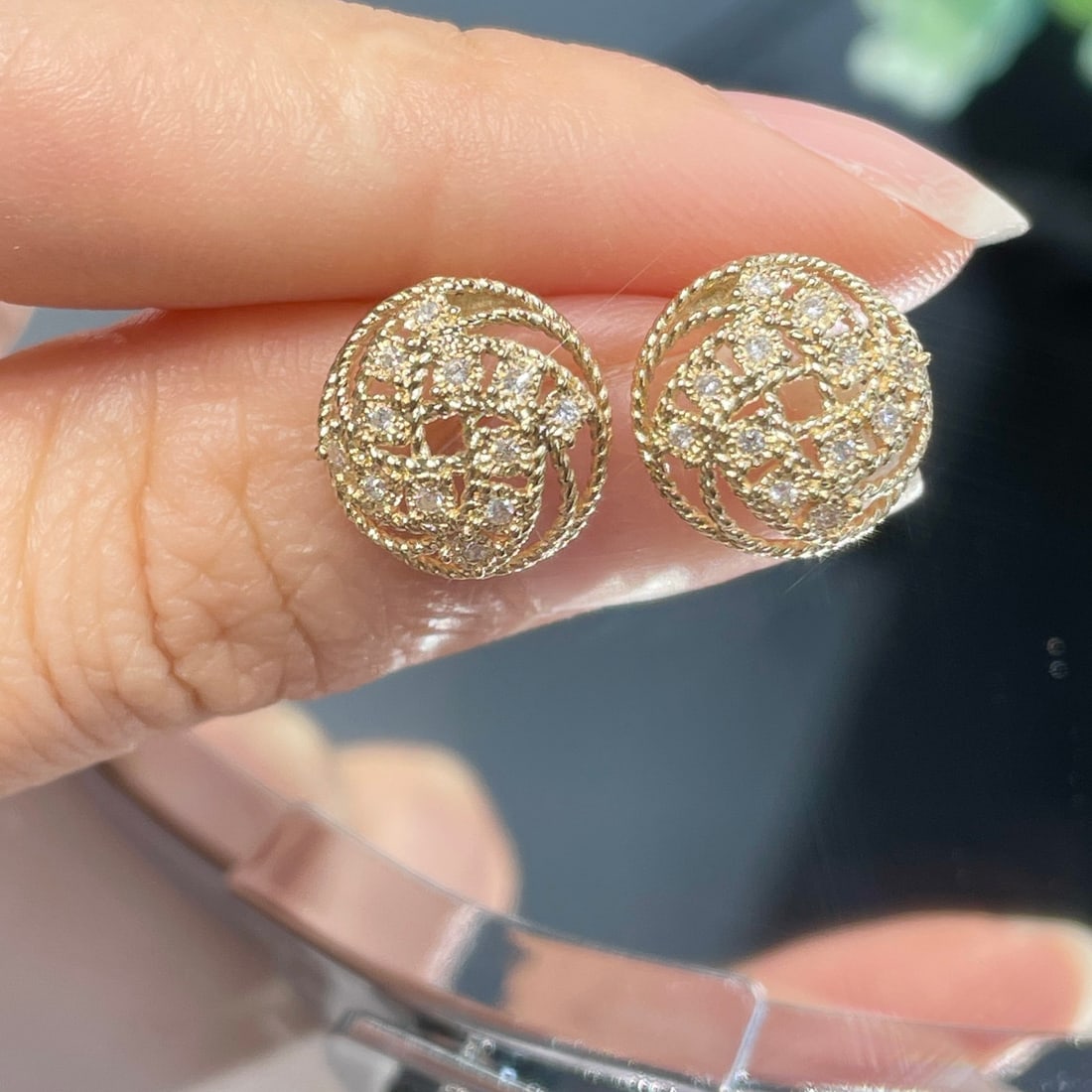 14k Gold 0.2 Ct Natural H Diamond Earrings - 6