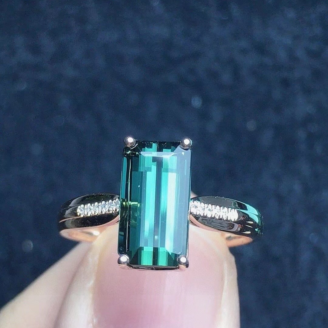 14k Gold 2.58 Ct Natural Tourmaline & Diamond Ring - 2