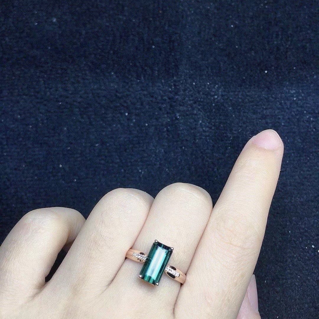14k Gold 2.58 Ct Natural Tourmaline & Diamond Ring - 4