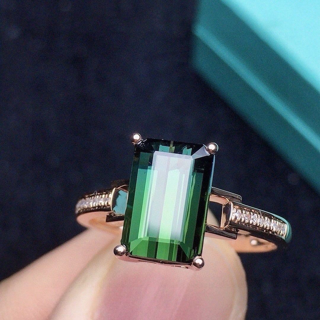 14k Gold 2.48 Ct Natural Tourmaline & Diamond Ring - 3