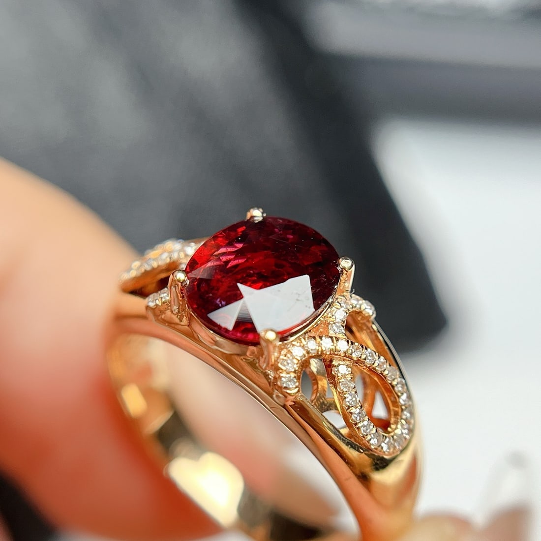 14k Gold 1.70 Ct Natural Tourmaline & Diamond Ring - 2