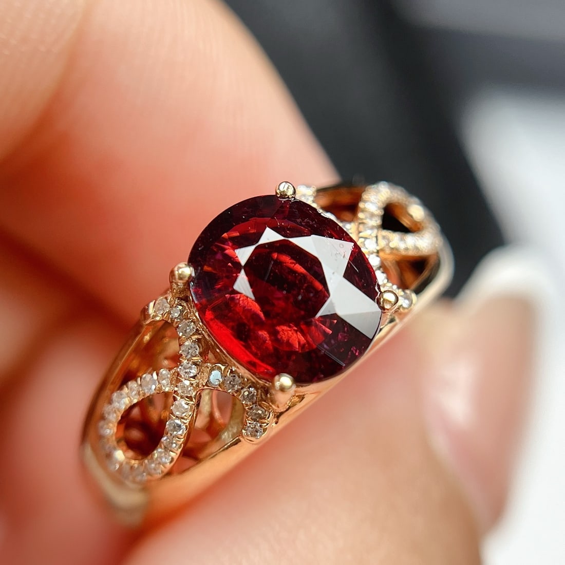 14k Gold 1.70 Ct Natural Tourmaline & Diamond Ring - 3