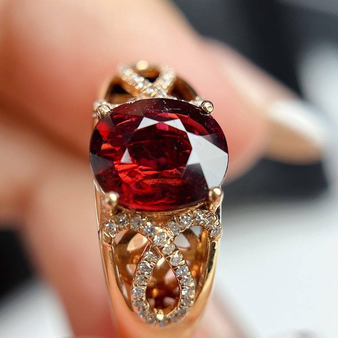 14k Gold 1.70 Ct Natural Tourmaline & Diamond Ring - 4