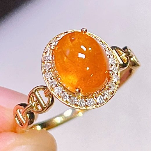 14k Gold 3.55 Ct Natural Spessartine & Diamond Ring - 2