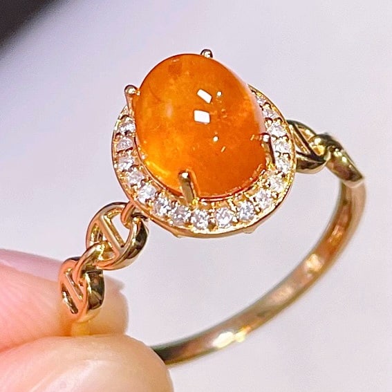 14k Gold 3.55 Ct Natural Spessartine & Diamond Ring - 3
