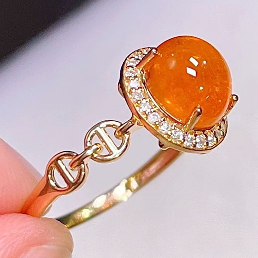 14k Gold 3.55 Ct Natural Spessartine & Diamond Ring - 4