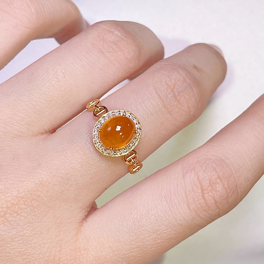 14k Gold 3.55 Ct Natural Spessartine & Diamond Ring - 5