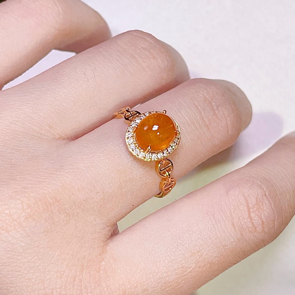 14k Gold 3.55 Ct Natural Spessartine & Diamond Ring - 6