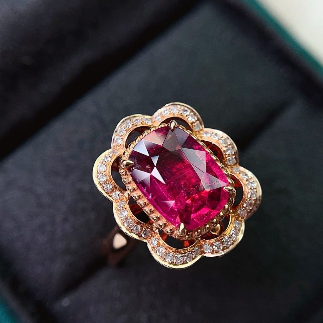 14k Gold 2.55 Ct Natural Tourmaline & Diamond Ring/pendant( Without Chain ) - 2
