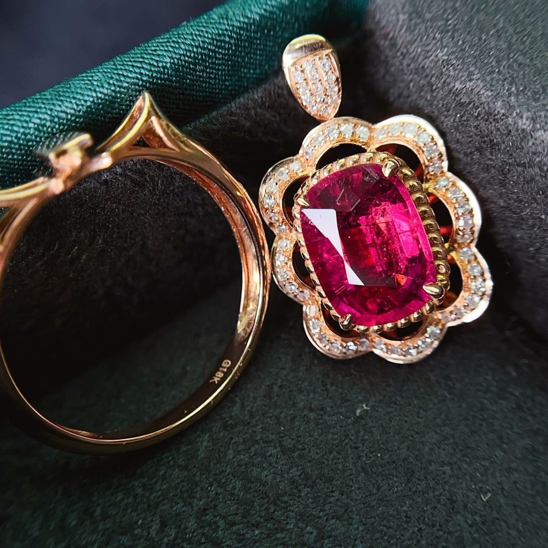 14k Gold 2.55 Ct Natural Tourmaline & Diamond Ring/pendant( Without Chain ) - 3