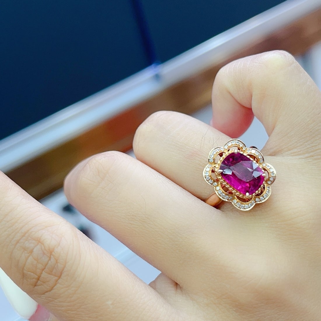 14k Gold 2.55 Ct Natural Tourmaline & Diamond Ring/pendant( Without Chain ) - 5