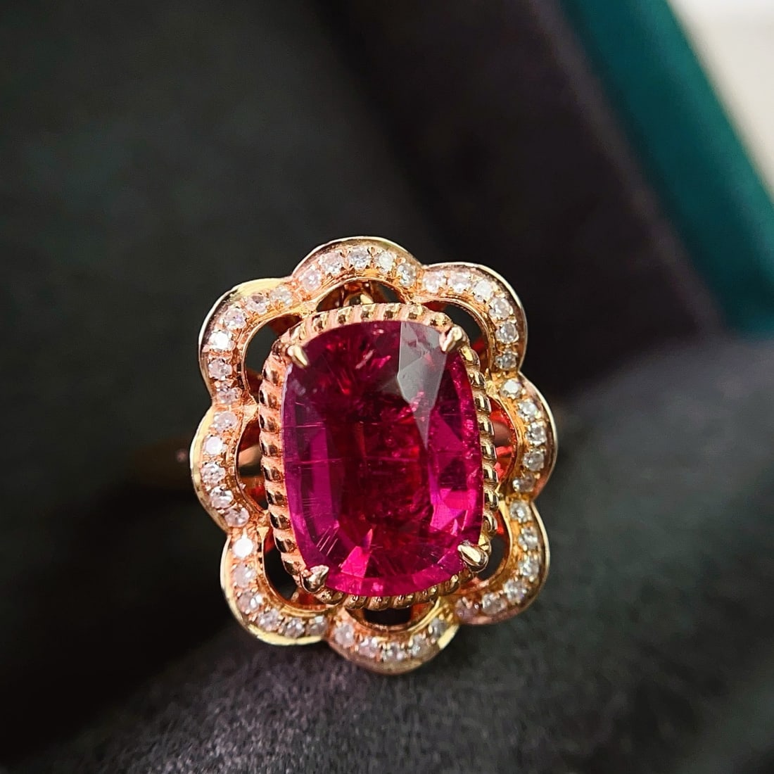 14k Gold 2.55 Ct Natural Tourmaline & Diamond Ring/pendant( Without Chain ) - 6