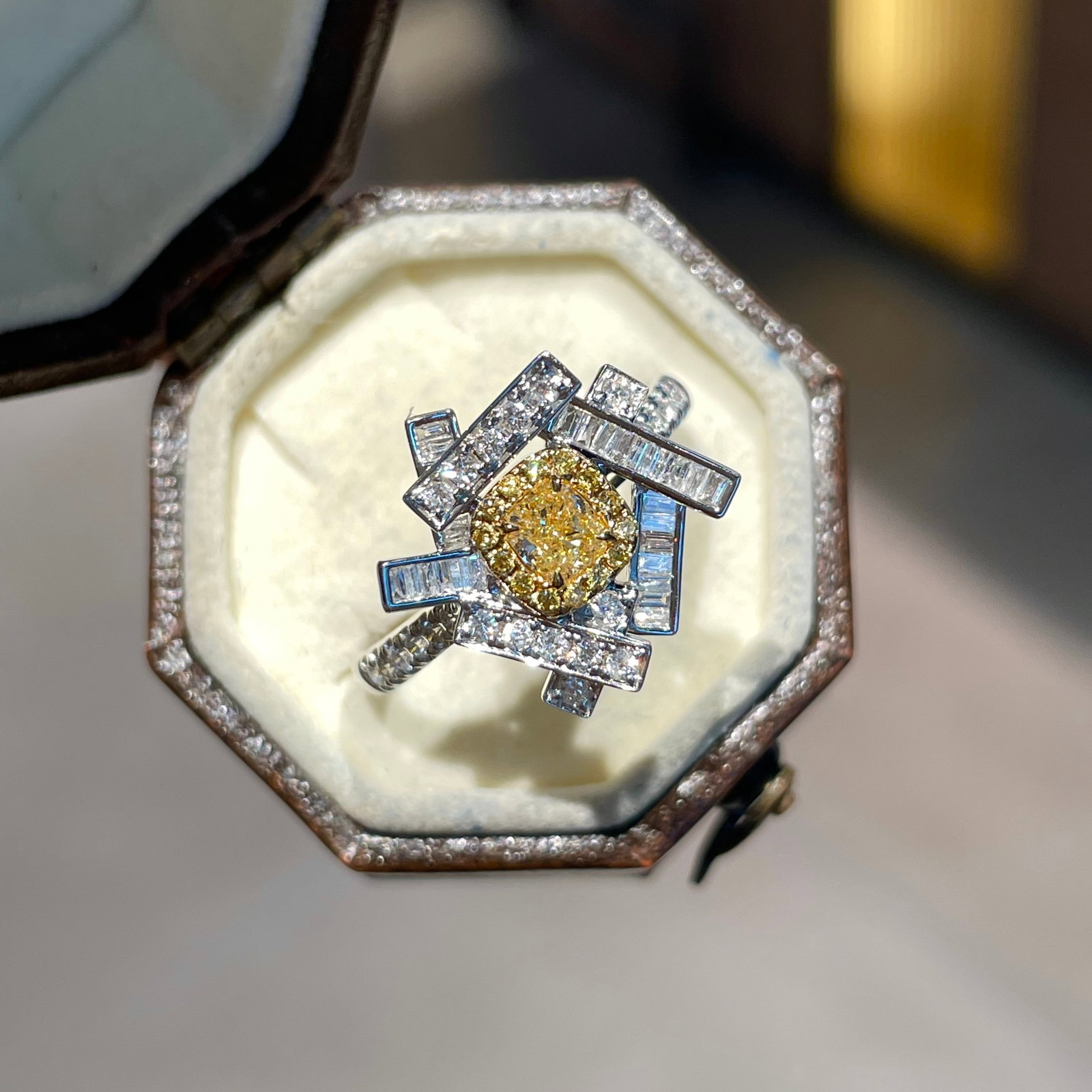 14k Gold 0.66 Ct Natural Color Diamond Ring - 5