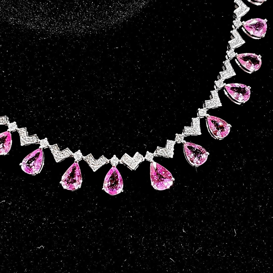 14k Gold 5.82 Ct Natural Sapphire & Diamond Necklace - 3