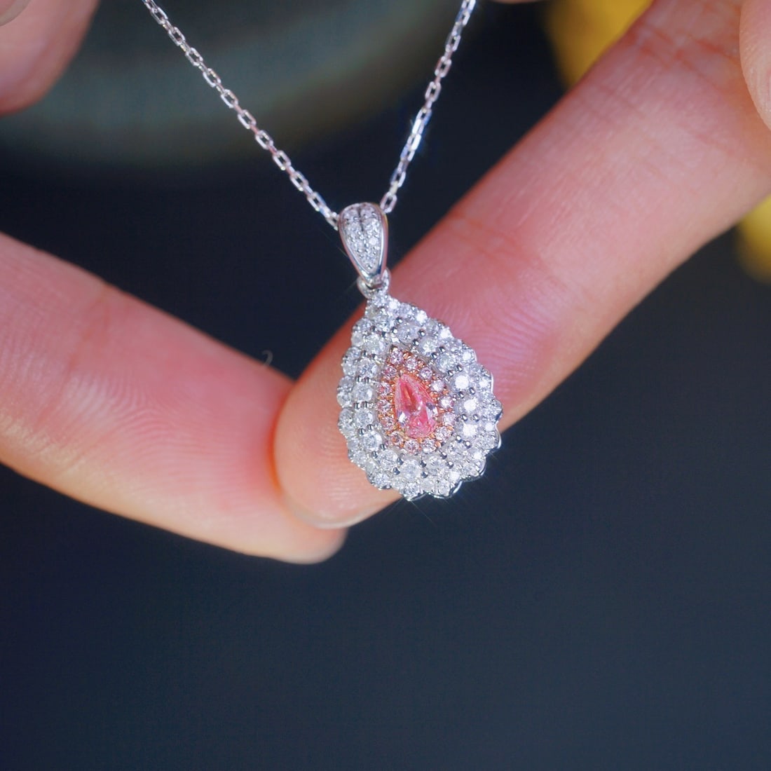 14k Gold 0.60 Ctw Natural Pink Diamond & Diamond Necklace - 3