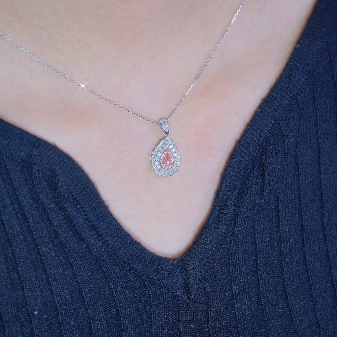 14k Gold 0.60 Ctw Natural Pink Diamond & Diamond Necklace - 4
