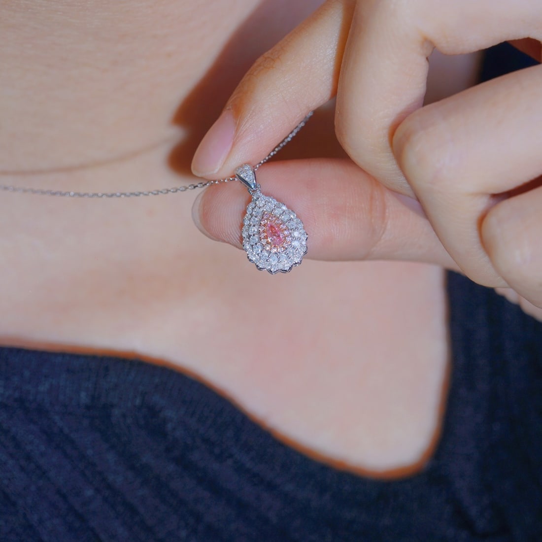 14k Gold 0.60 Ctw Natural Pink Diamond & Diamond Necklace - 5