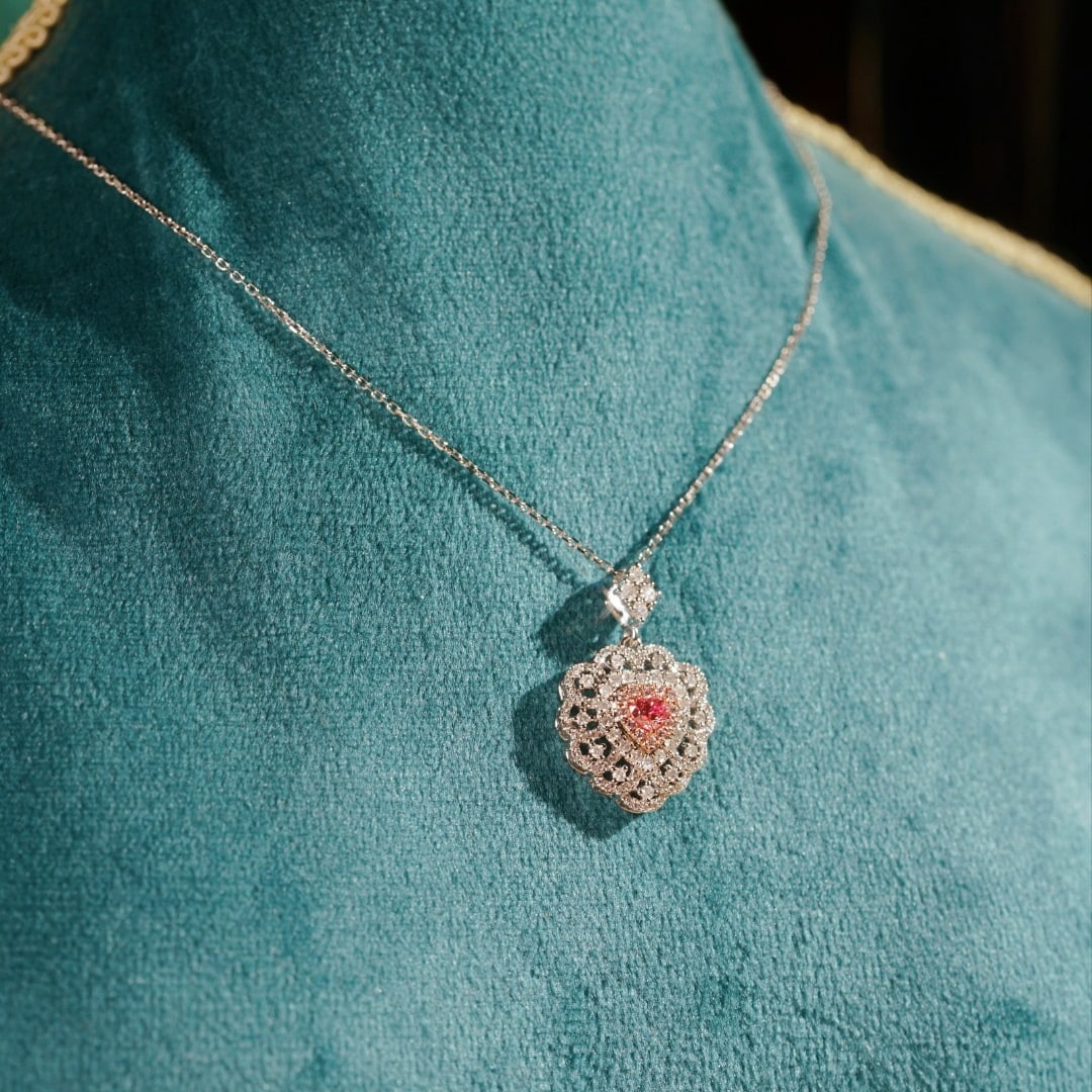 14k Gold 0.60 Ctw Natural Pink Diamond & Diamond Necklace - 8