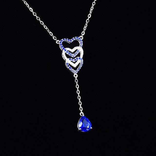 14k Gold 1.19 Ctw Natural Sapphire & Sapphire Necklace - 3