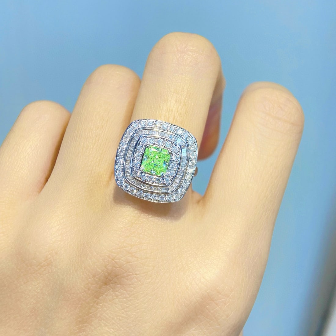 Gia Certified 14k Gold 1.95 Ctw Natural Green Diamond & Diamond Ring/pendant( Without Chain ) - 4