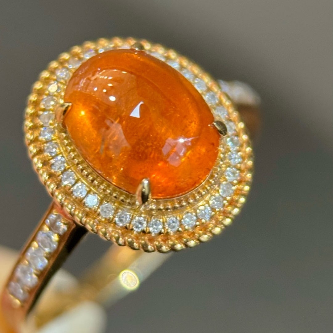 14k Gold 3.22 Ctw Natural Spessartine & Diamond Ring - 3