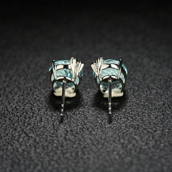 14k Gold 6.05 Ct Natural Aquamarine Earrings - 5